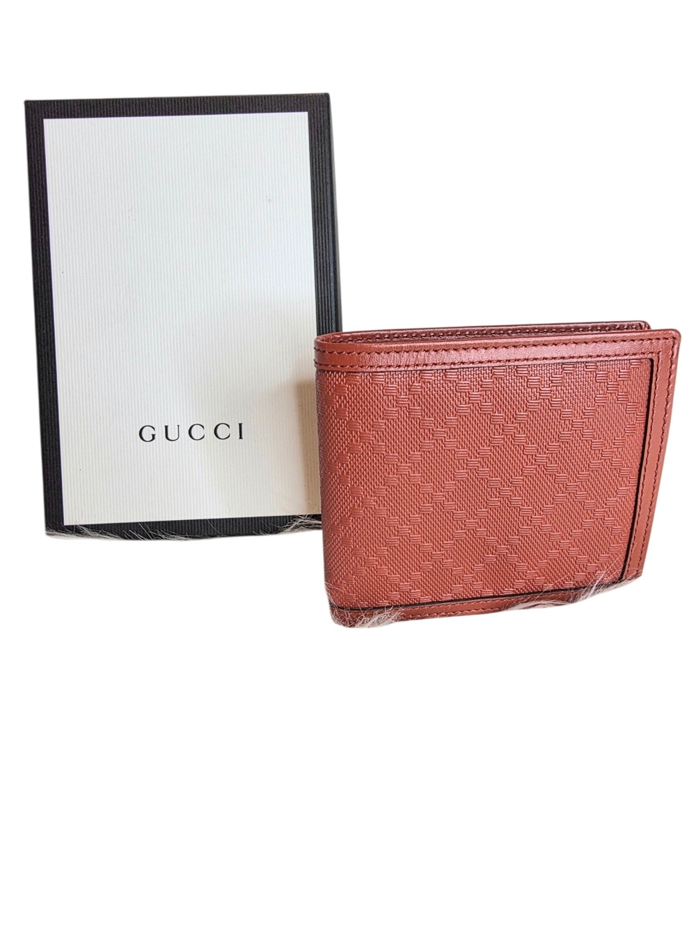 Gucci Diamante Men's Bifold Wallet Geometric Diamond Pattern Red Leather New